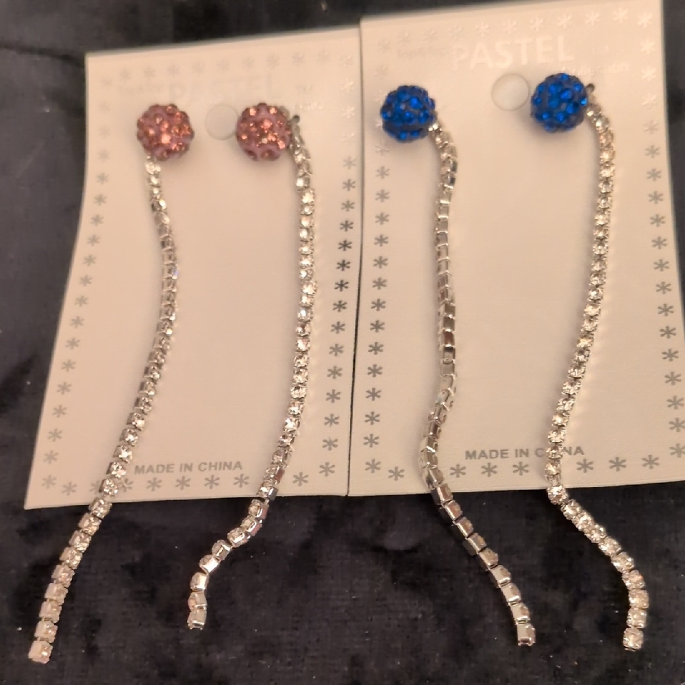 Pastels Silver Earrings with Pink and Blue Accents